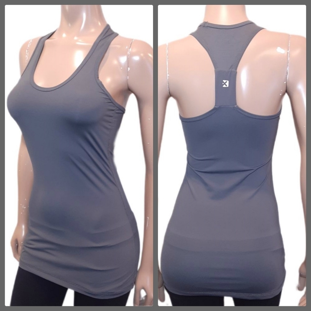 💠4-U PERFORMANCE Racerback Tank Top Yoga Athletic Solid Tunic Sporty